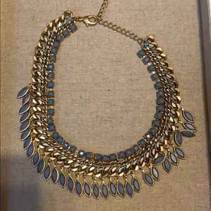 Blue and gold statement collar necklace